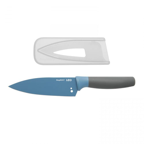 Petit couteau de chef avec effeuilleuse bleue 14 cm